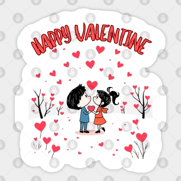 Happy Valentine Sticker by Creatifly Graphic Tees